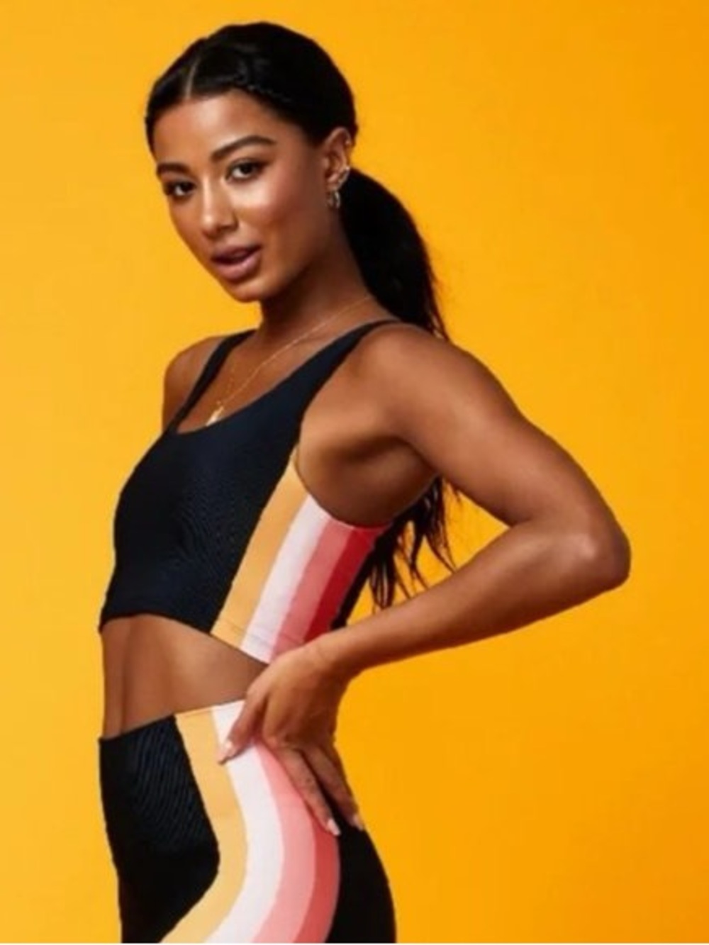 Beach Riot Tessa Top In Coral Stripe In Black - Picture 10 of 10